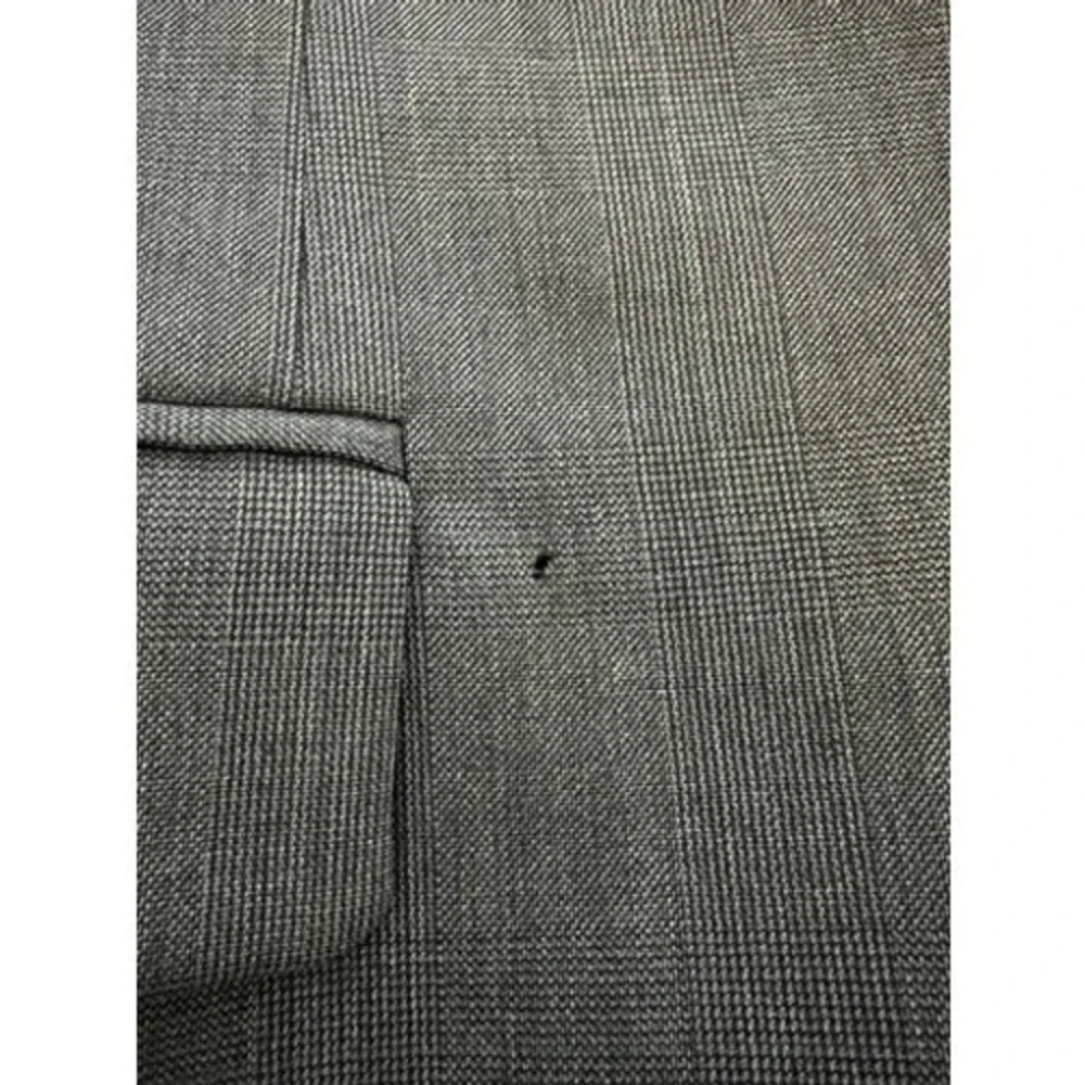 Tom James Mens Grey Glen‎ Plaid 100% Pure Wool 2-Button Blazer Sport Coat